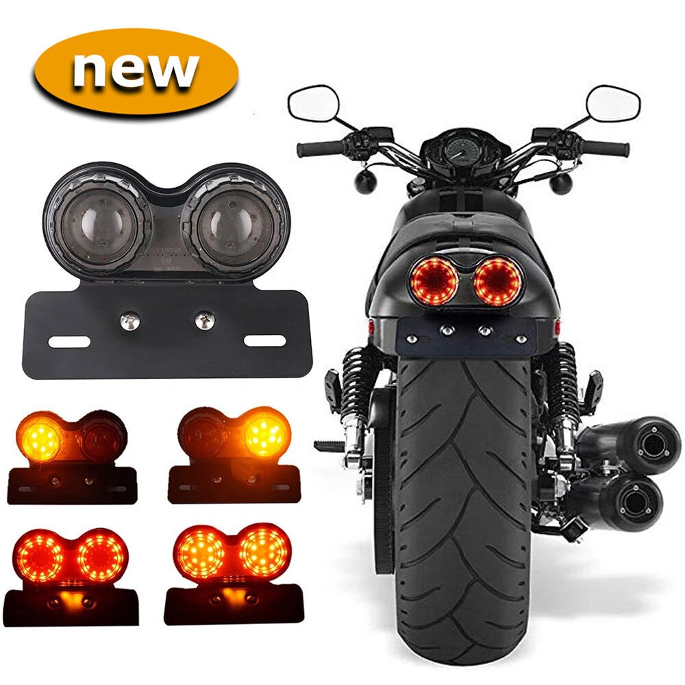LED Tail Light Dual Turn Signal Brake License Plate Lamp for Harley Softail Dyna