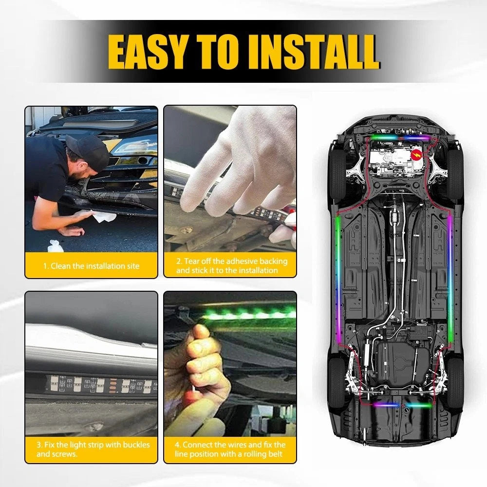 6PCS Double Row LED RGB Dream Lights Strip Neon Underglow LED Chasing Remote EOA 6B93BC-57