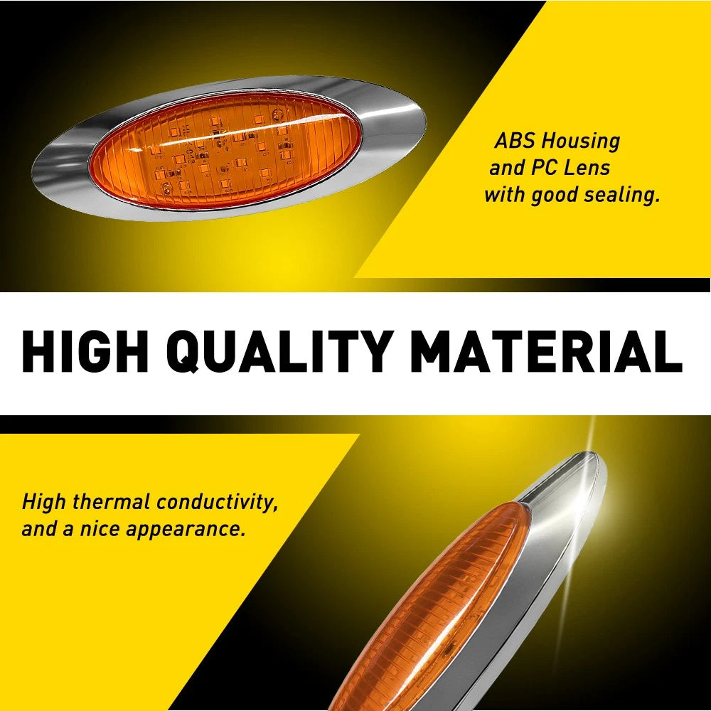 10x 6.5" Amber Oval LED Side Marker Lights Truck Trailer Semi Clearance Light EA 6B93BC-57