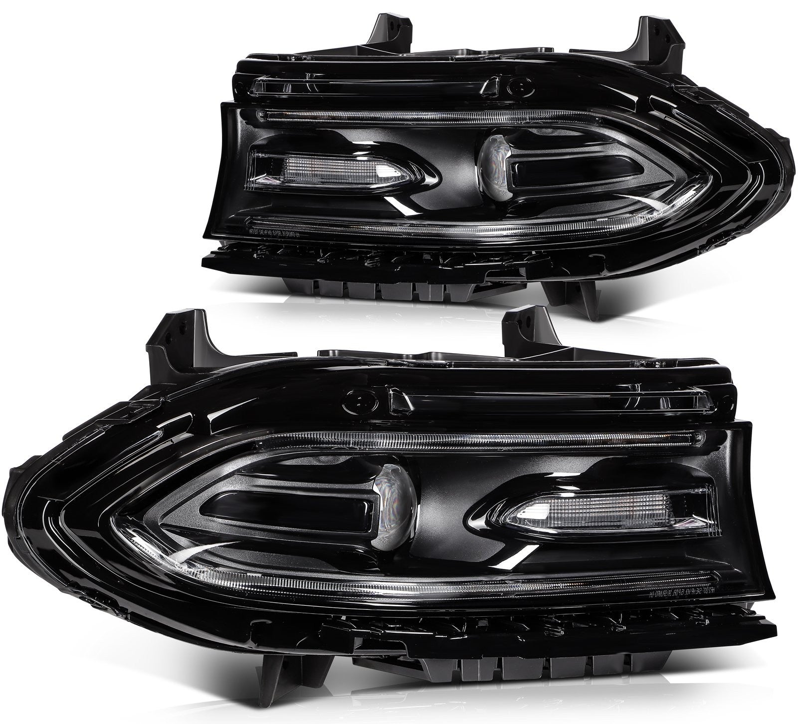 Pair Kit Halogen Headlights Assembly For 2015-2021 Dodge Charger Black KOEEP