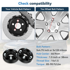 2P 1.5" 5x4.75 5x120 Hub Centric Wheel Spacers For 2014-2019 Chevy Camaro Impala 6B93BC-57