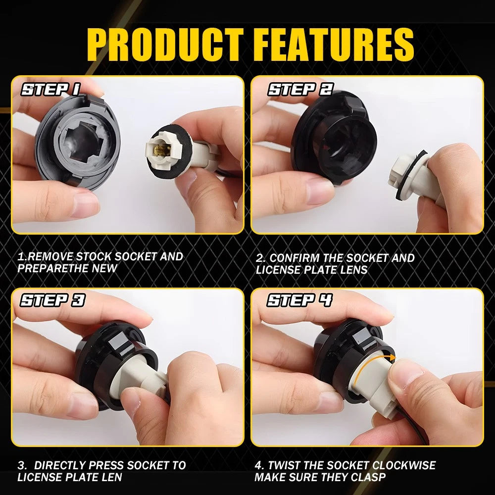 2pcs For 1990-2014 Ford F-150 T10 License Plate Tag Light Sockets Wire Harness A 6B93BC-57