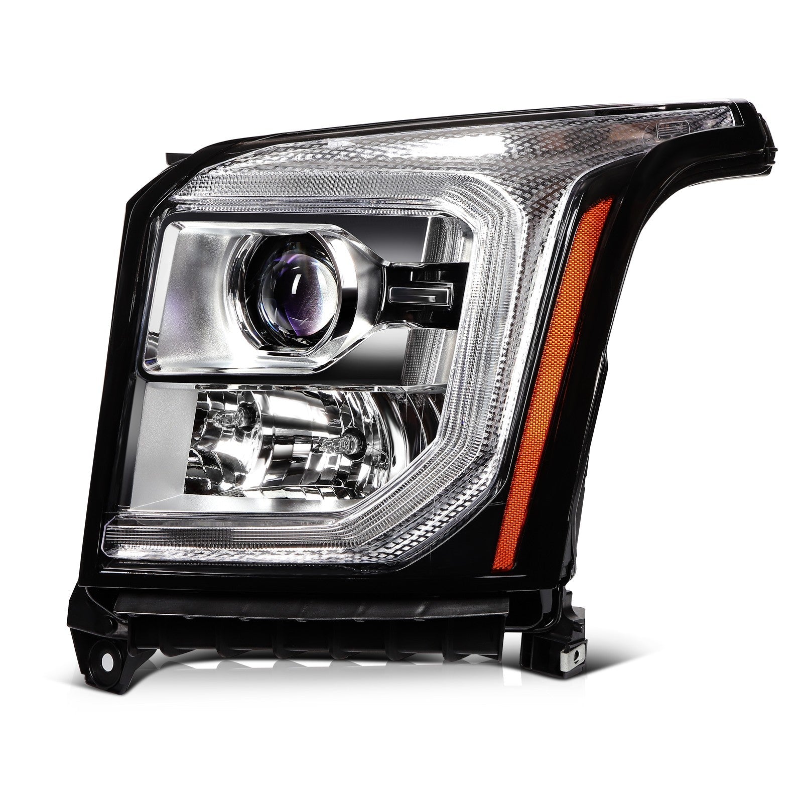 Pair Halogon Headlights Assembly For 2015-2017 GMC Yukon 5.3L 6.2L Black Amber 6B93BC-57