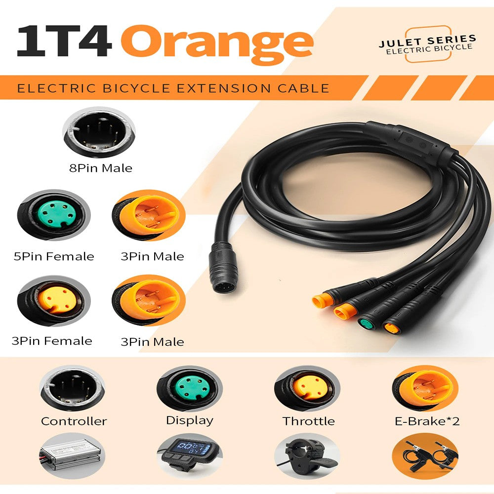 1T2/1T4/1T5 Julet E-bike Waterproof Connecting cable Controller Light Cable 6B93BC-57