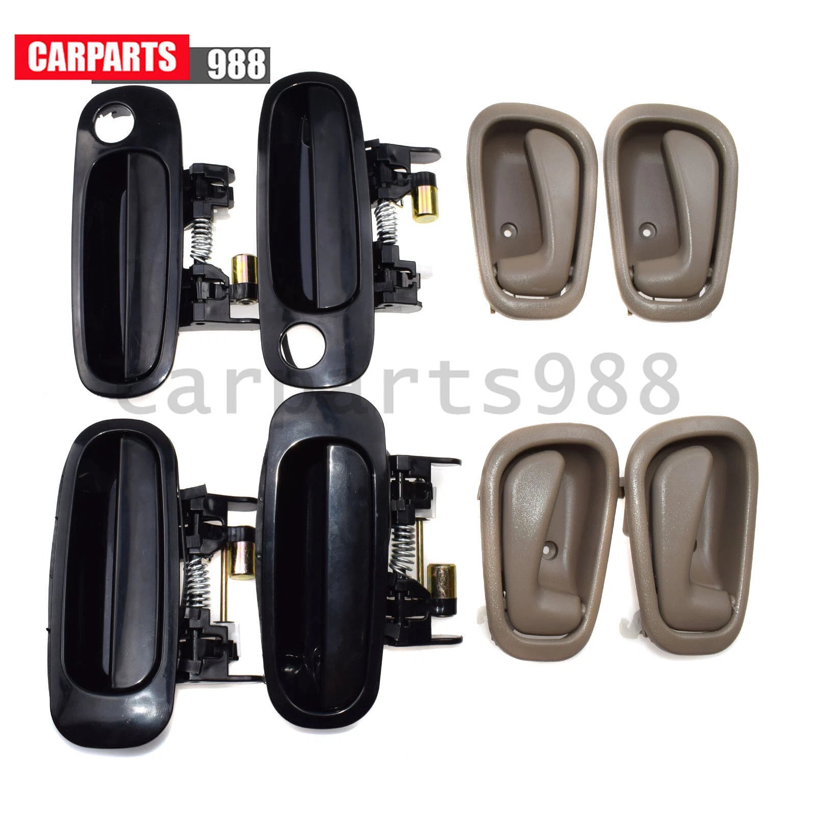 Black Outside +Beige Inside Door HandleFront Rear for 98-02 Toyota Corolla Prizm 6B93BC-57