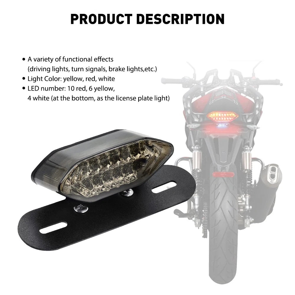 Motorcycle 16 LED ATV Tail Turn signal Brake License Plate Integrated Light US 6B93BC-57