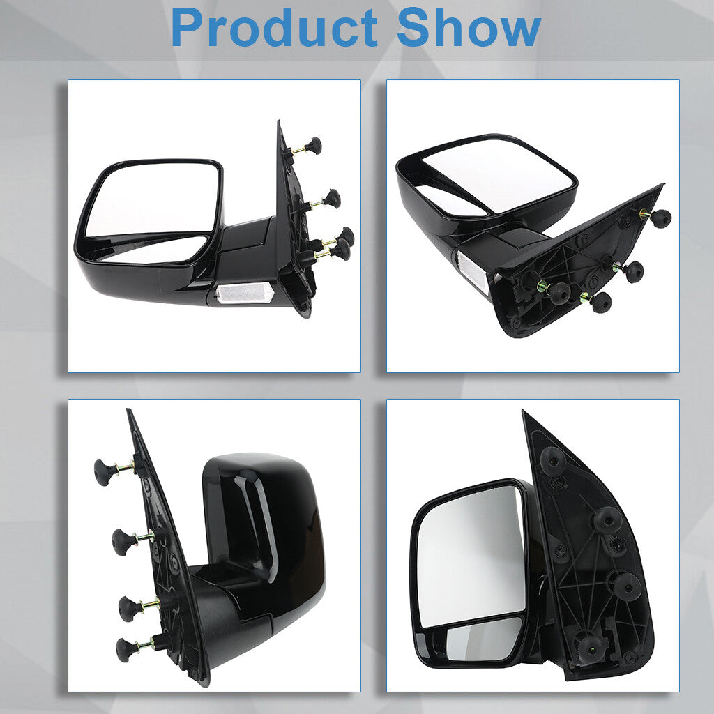 Driver Side Manual Mirror For 02-08 Ford E-150-E-550 Econoline Black Manual Fold 6B93BC-57