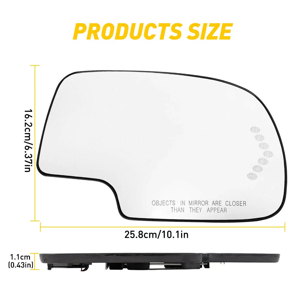 Pair Side Mirror Glass Heated w/ Turn Signal & Left Right for Chevy GMC Cadillac 6B93BC-57