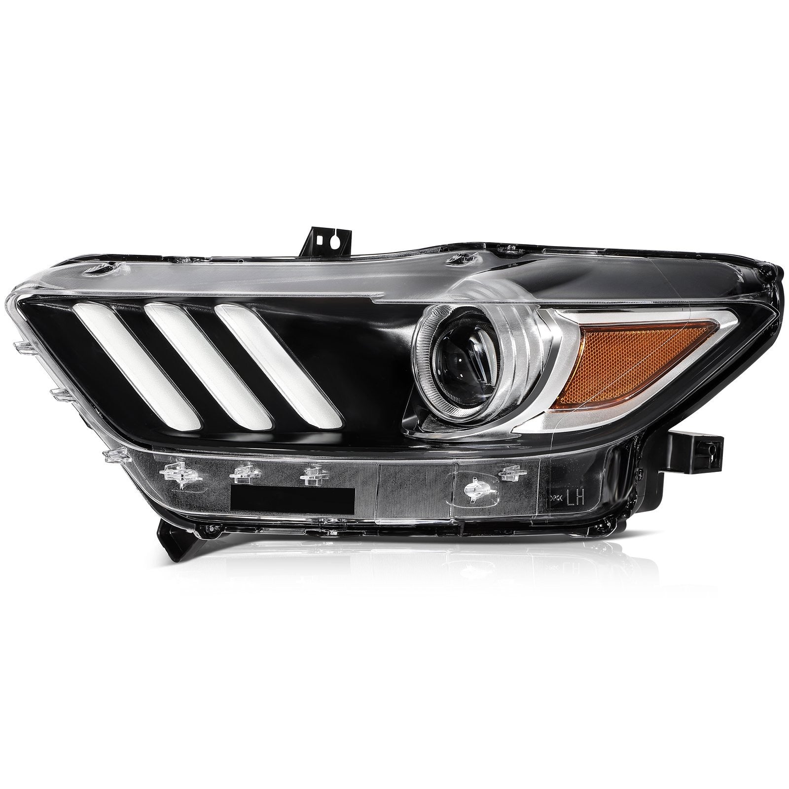 Driver Left Side HID Headlight Assembly For 2015-2017 Ford Mustang Black Amber 6B93BC-57