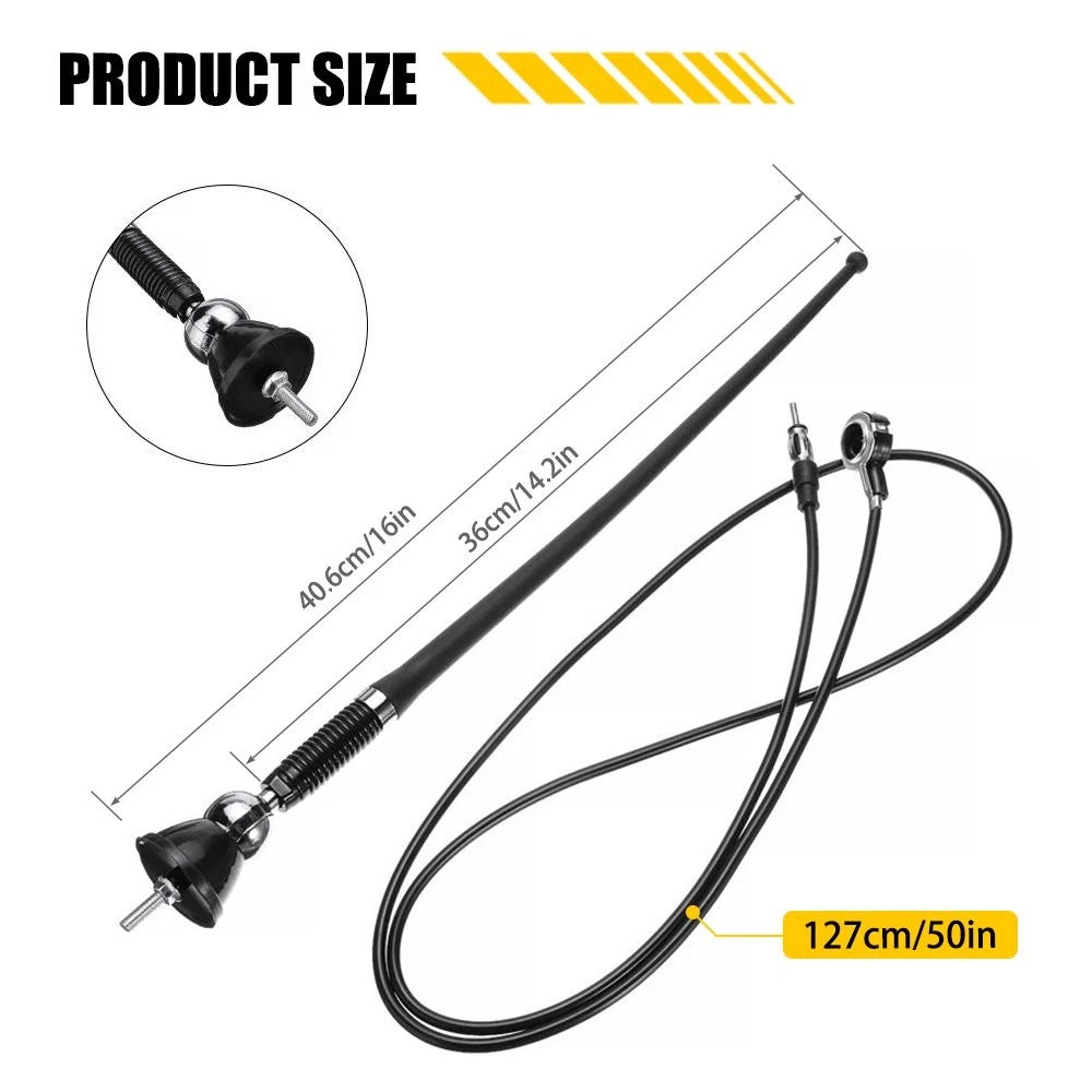 Car Auto Stereo FM Radio AM Amplified Signal Antenna Universal Roof Fender 16" 6B93BC-57