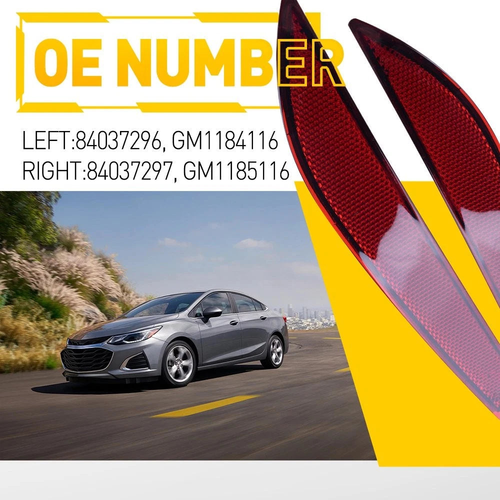 Right Left Rear Bumper Light Reflector Fits 2016-2019 Chevrolet Rear Cruze Brake 6B93BC-57