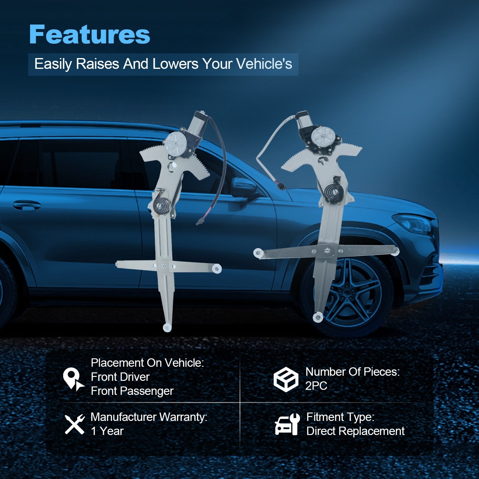 For 93-02 Chevy Camaro Pair Front LH RH Window Regulator & Motor 6B93BC-57