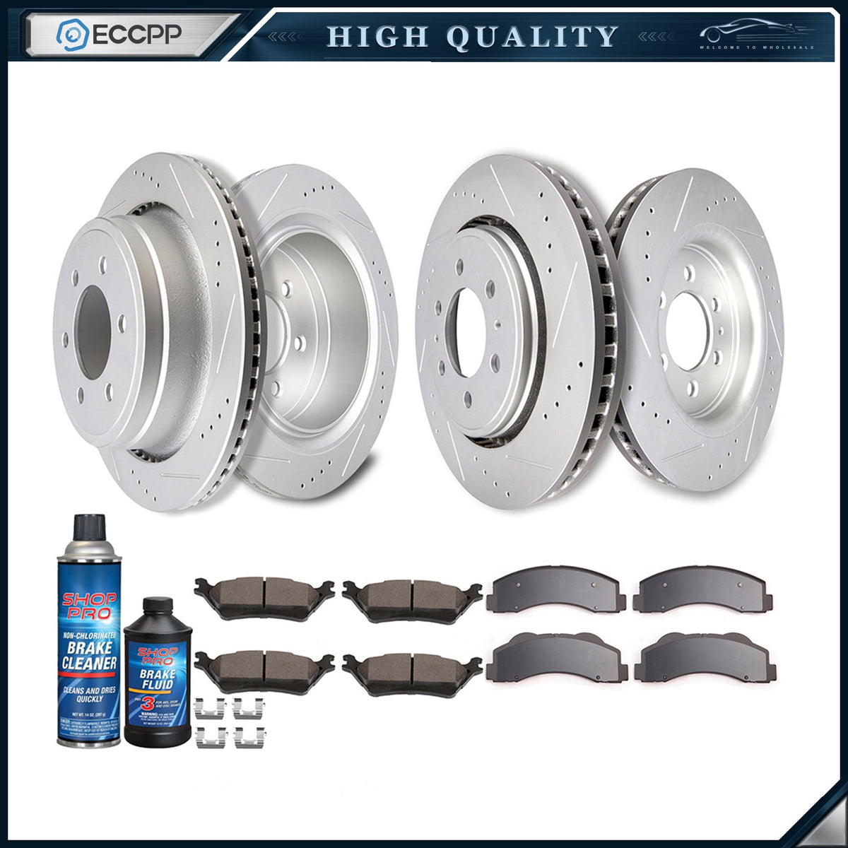 Ceramic Brake Pads And Rotors Front Rear For 2012 2013 2014-2017 Ford F-150