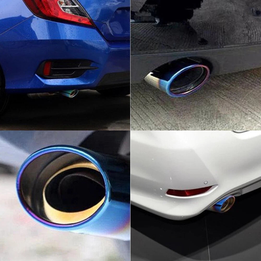 UK 2.5" Car Exhaust Tip Muffler Straight Tail Trim Pipe Cover Stainless Steel 6B93BC-57