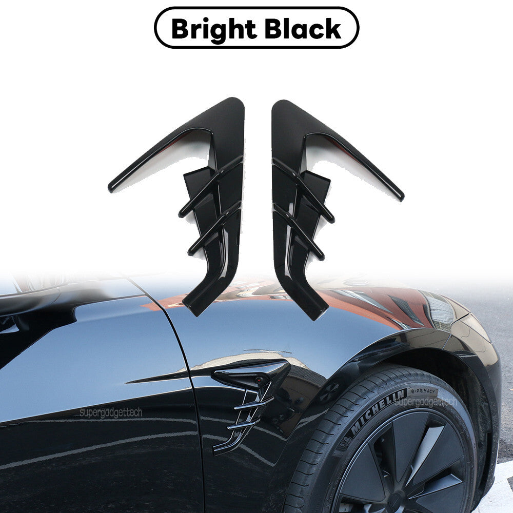 2Pcs ABS Glossy Black Side Leaf Board Camera Cover For Tesla Model 3 Highland 6B93BC-57