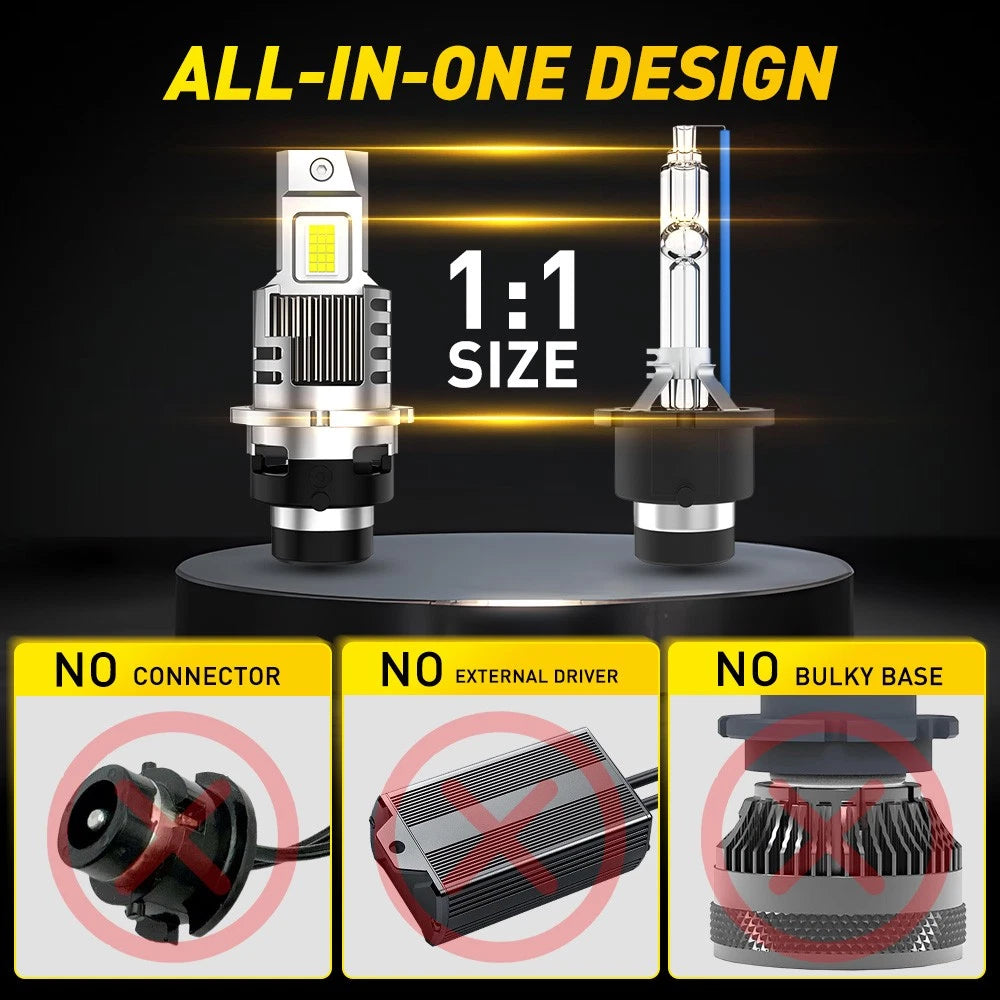 AUXITO D4S D4R LED Headlight Bulbs 6500K Super White HID Xenon Conversion Q16 EA AUXITO