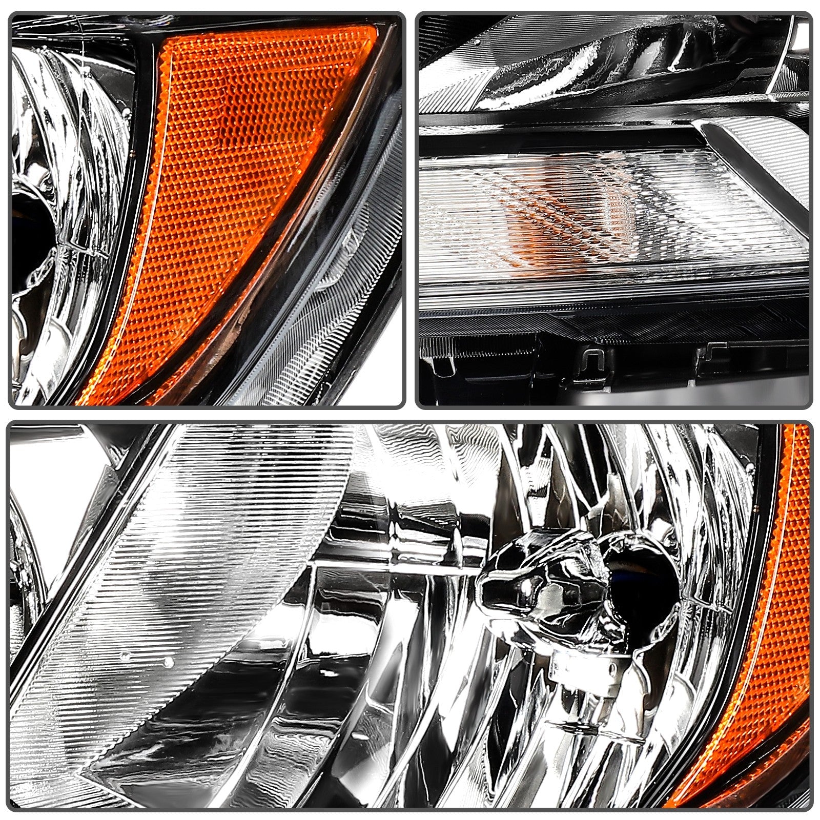 ECCPP Headlights Assembly For Nissan For Sentra 1.8L 2016-2019 Pair Black Amber 6B93BC-57