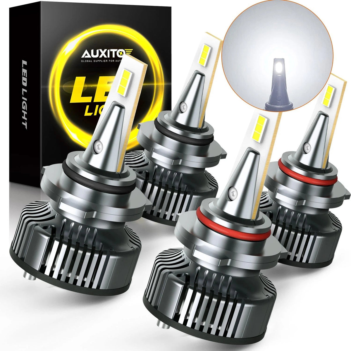 4x AUXITO 9005 9006 Combo LED Headlight Bulbs High Low Beam Kit Extremely White AUXITO