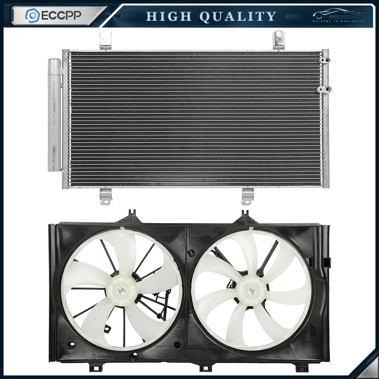 AC Condenser Cooling Fan Kit For 2005 2006 2007 2008 2009-2012 Toyota Avalon 6B93BC-57