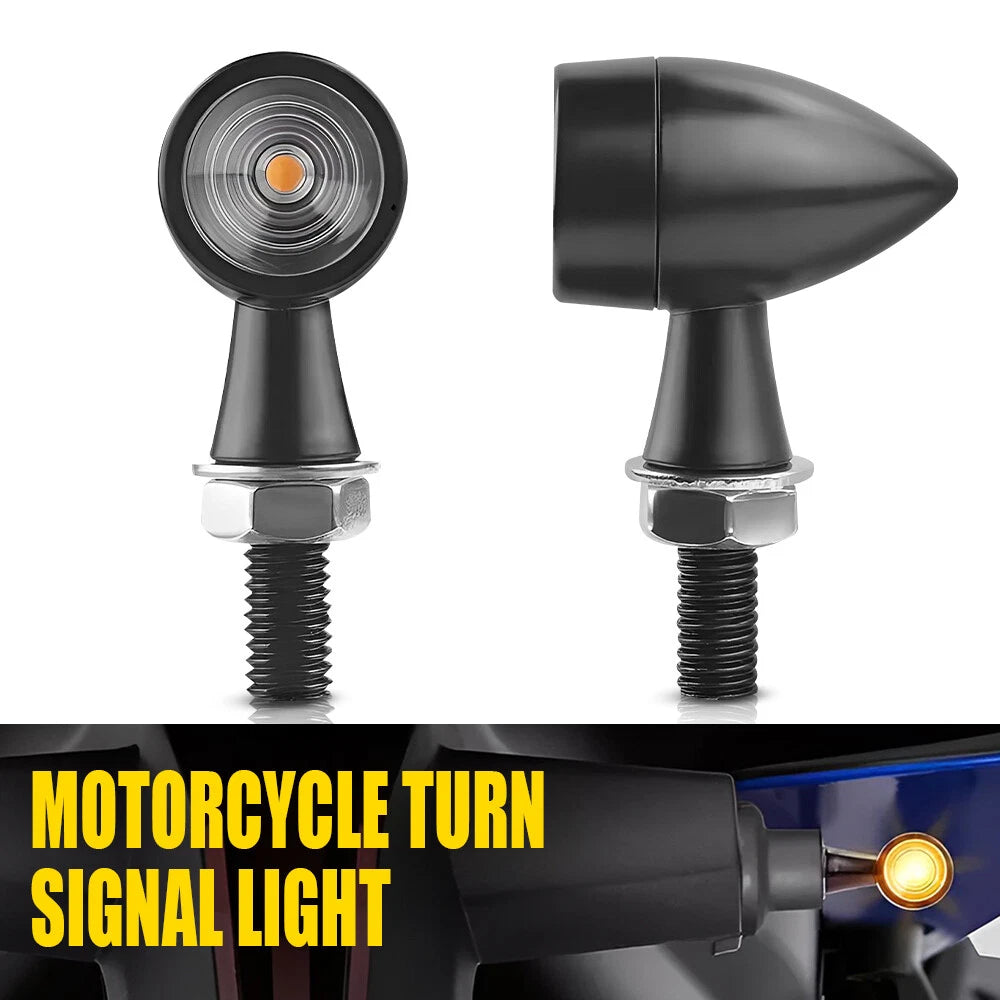 Mini Motorcycle LED Bullet Turn Signals Blinker Light Indicator Amber Black EOA 6B93BC-57