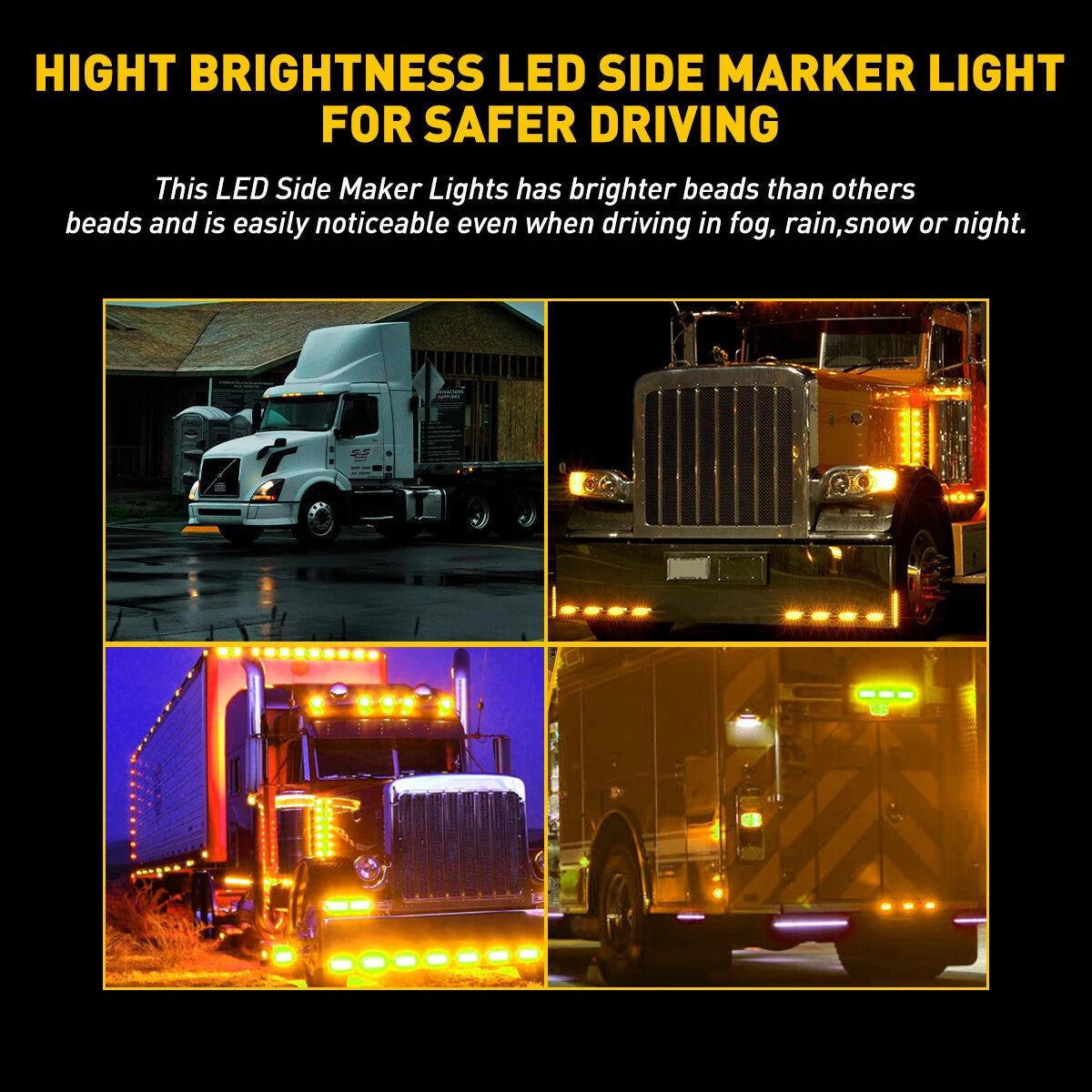 4X 4-LED Side Marker Amber Lights Clearance Light Truck Trailer RV Waterproof EA 6B93BC-57
