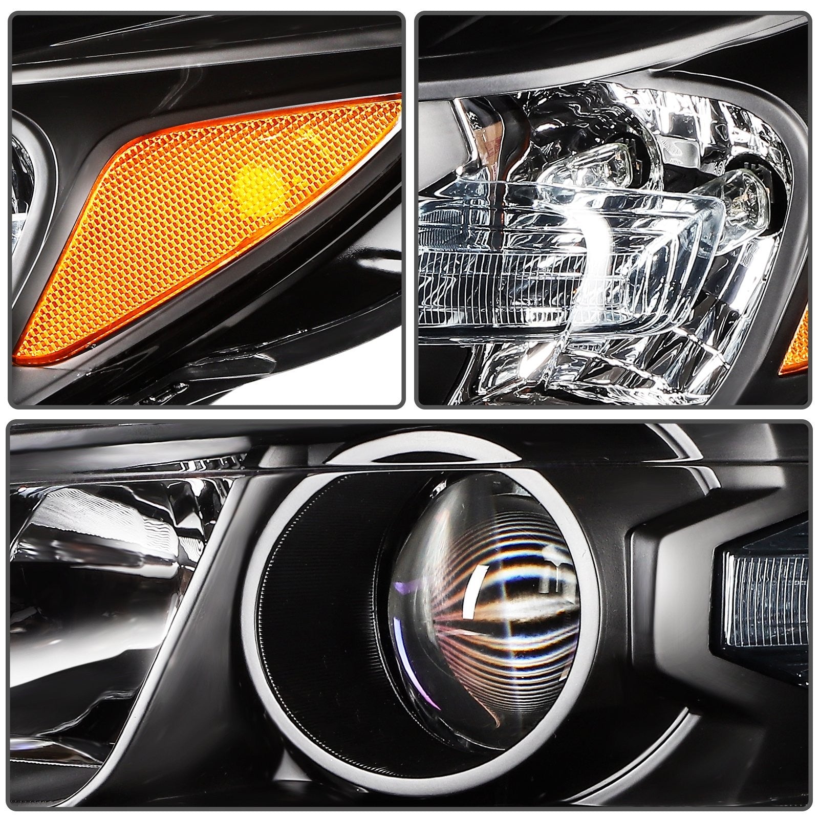 ECCPP Headlights Assembly For Chevrolet Malibu 2013-2015 Pair Kit Black Amber 6B93BC-57