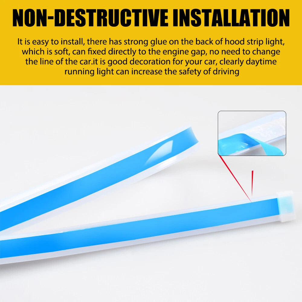 White 180cm Flexible Car Hood Day Running lED Light Strip Accessories Universal 6B93BC-57