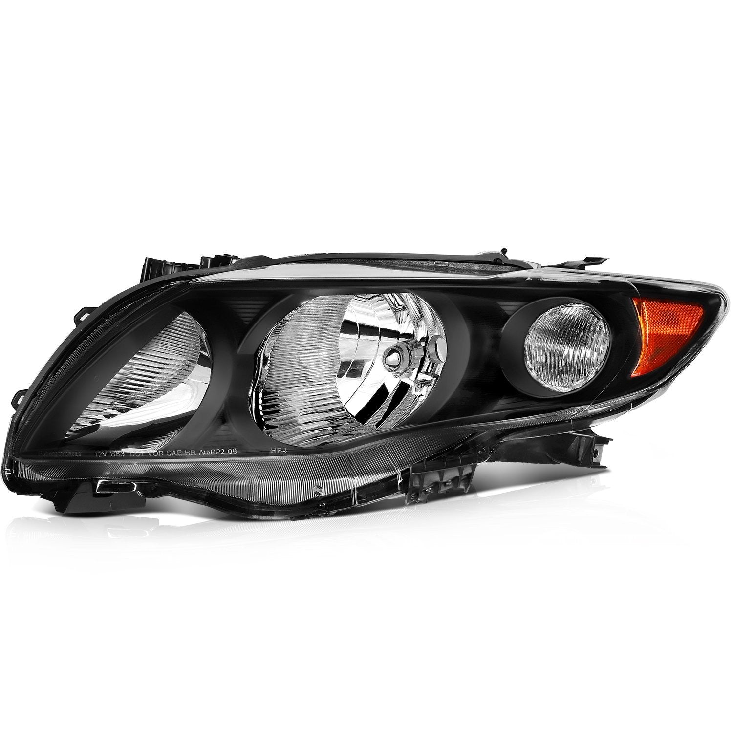 Pair Headlights Assembly For 2009-2010 Toyota For Corolla 1.8L 2.4L Black Amber 6B93BC-57