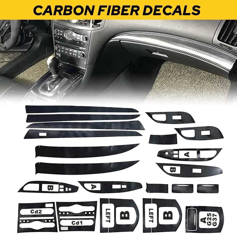 For Infiniti G25 G37 4 Doors 3D Carbon Fiber Pattern Interior DIY Trim Decal EOA 6B93BC-57