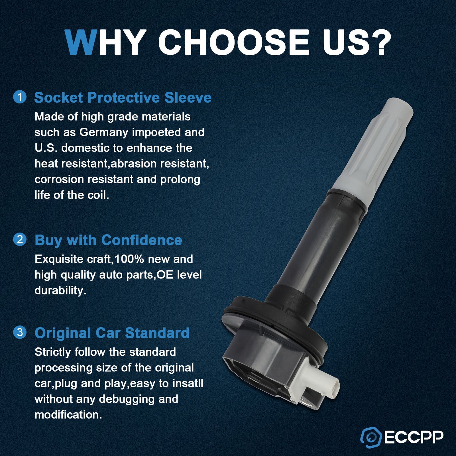 ECCPP 8 Ignition Coils For V8 5.2L Ford Mustang 2015 2016 2017 2018 2019 2020 ECCPP