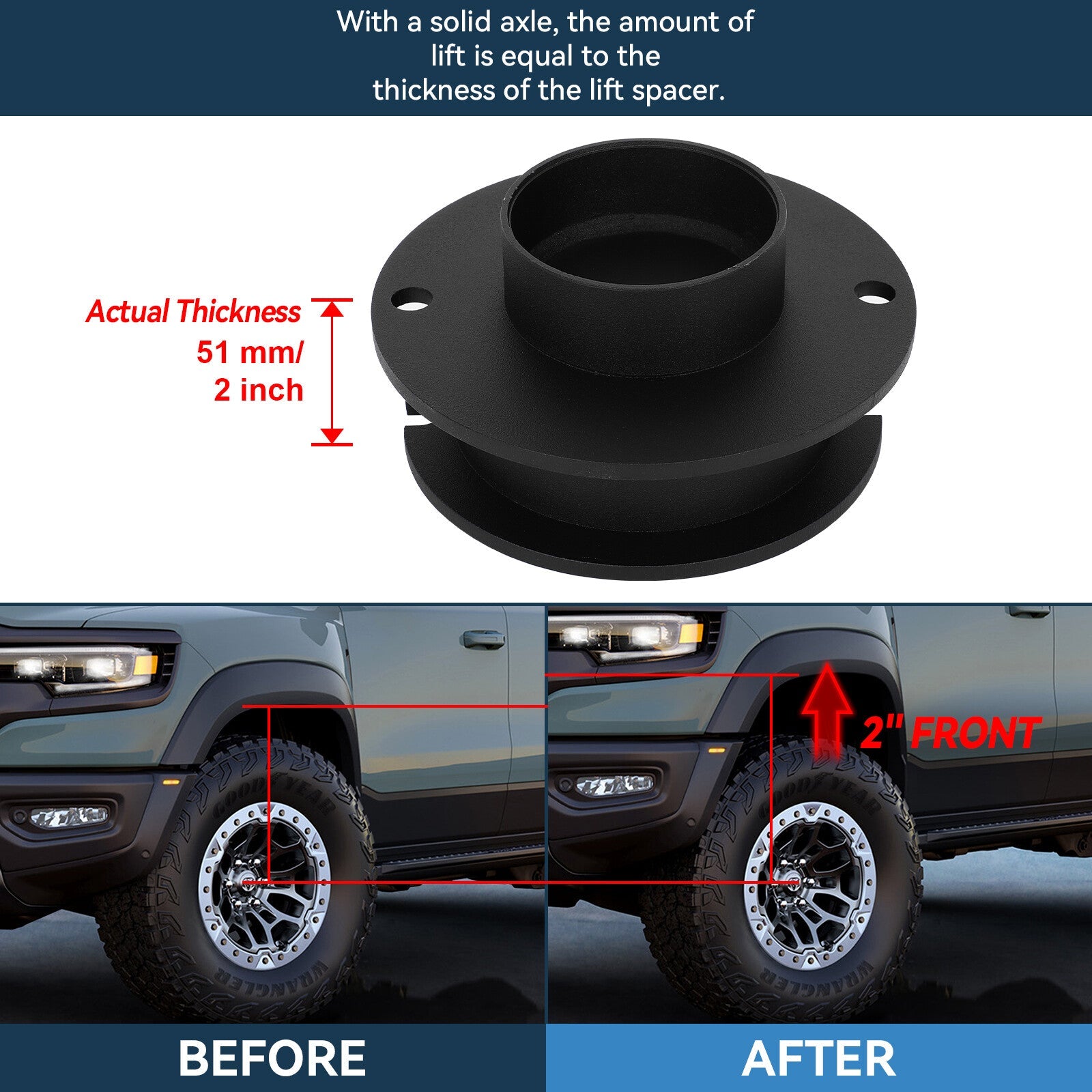 2" Front Leveling Lift Kit + Shock Extenders For Ram 2500 3500 4WD 4x4 2014-2024 6B93BC-57