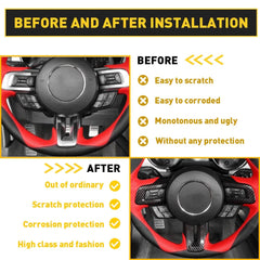 Steering Wheel Cover Trim for Ford Mustang 2015+ Accessories Carbon Fiber EOA 6B93BC-57