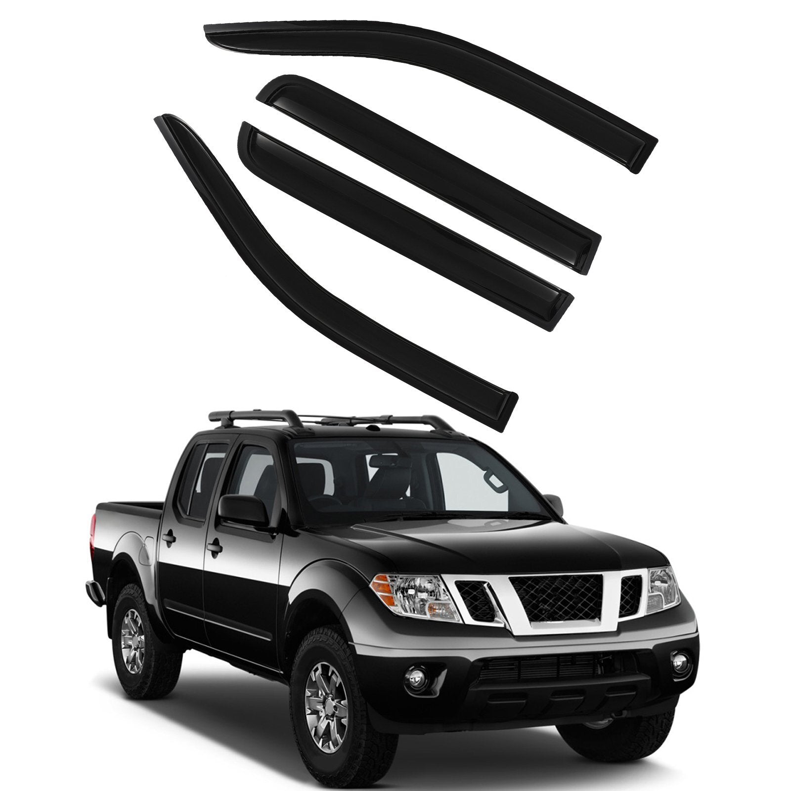 Window Visor Vent Shades Guards Deflectors For Nissan Frontier 05-18 Crew Cab 6B93BC-57