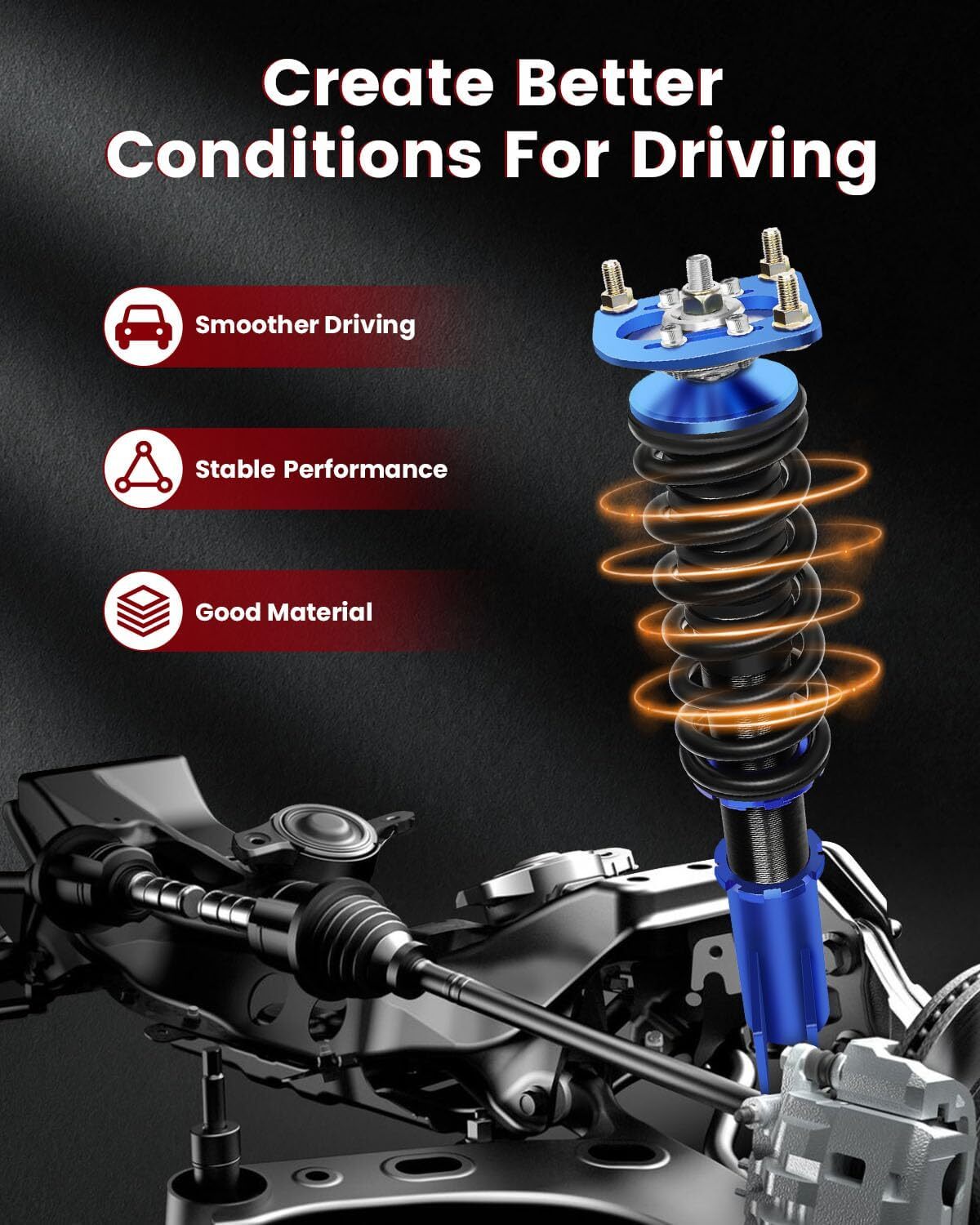 Suspension Spring Kit Coilovers For 1994-04 Ford Mustang Shock Struts Adj Height 6B93BC-57