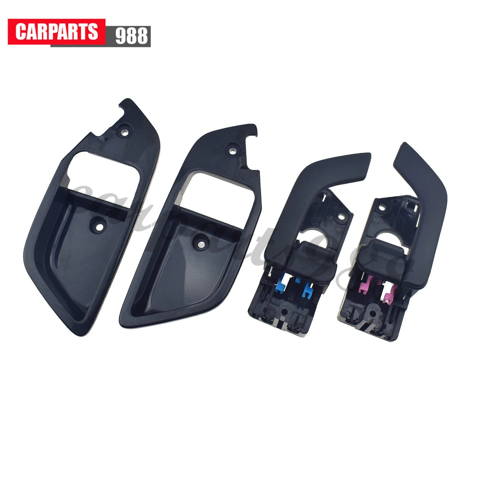 Pair Left Right Black Inside Door Handle + Bezel for 2003-2008 Hyundai Tiburon 6B93BC-57