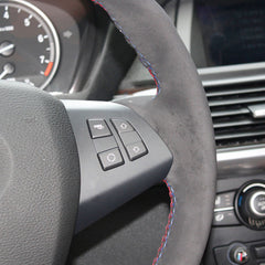 Top Leather Steering Wheel Hand-stitch on Wrap Cover For BMW X5 E70 2007-2011