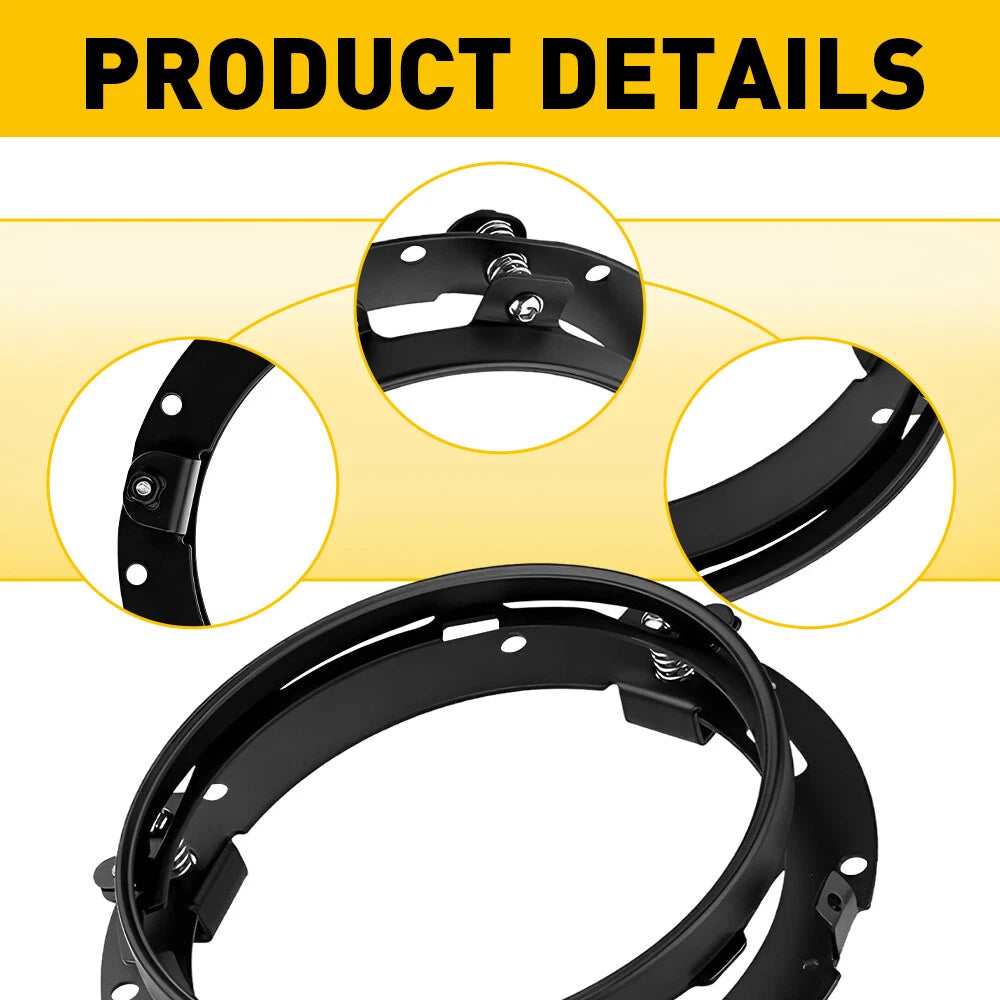 2X Round 7Inch LED Headlight Mounting Ring Bracket Adapter for Harley Touring A 6B93BC-57