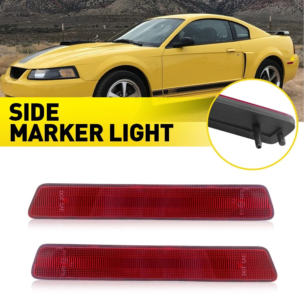 2x For 1999-2004 Ford Mustang Rear Red Lens Side Marker Light Housing Assembly A 6B93BC-57