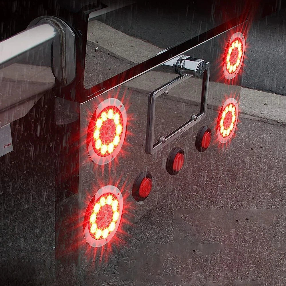 Pair LED Round Truck Trailer RV Tail Light Stop Running Rear Brake Reverse Lamps 6B93BC-57