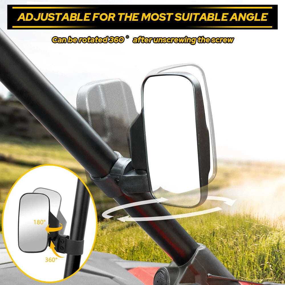 UTV Rear View Mirror Side Set Mirrors Roll Cage Clamp 1.75"-2" For Polaris RZR 6B93BC-57