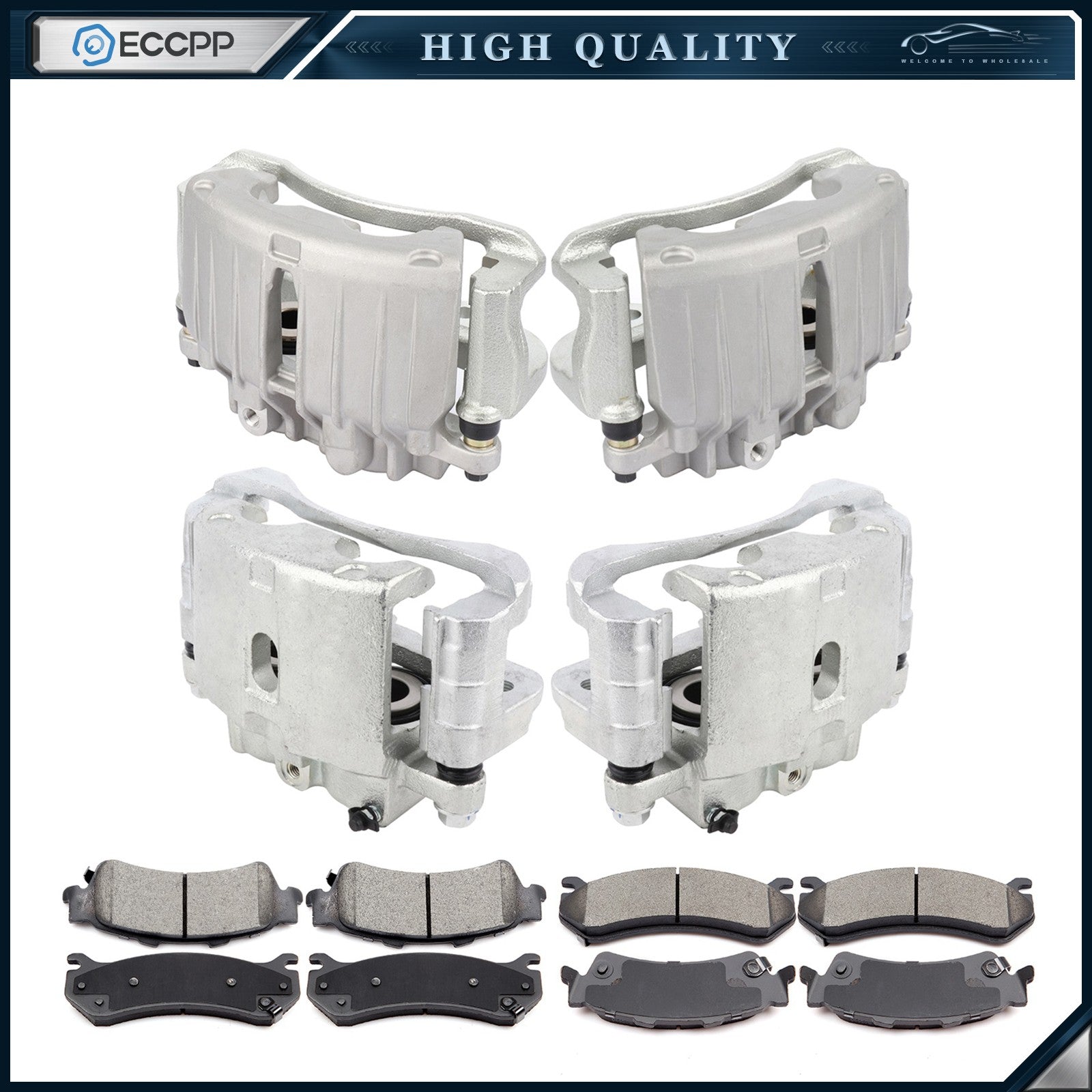 Front Rear Brake Pads Set Brake Calipers 12Pcs For 2002 Chevrolet Avalanche 1500 6B93BC-57