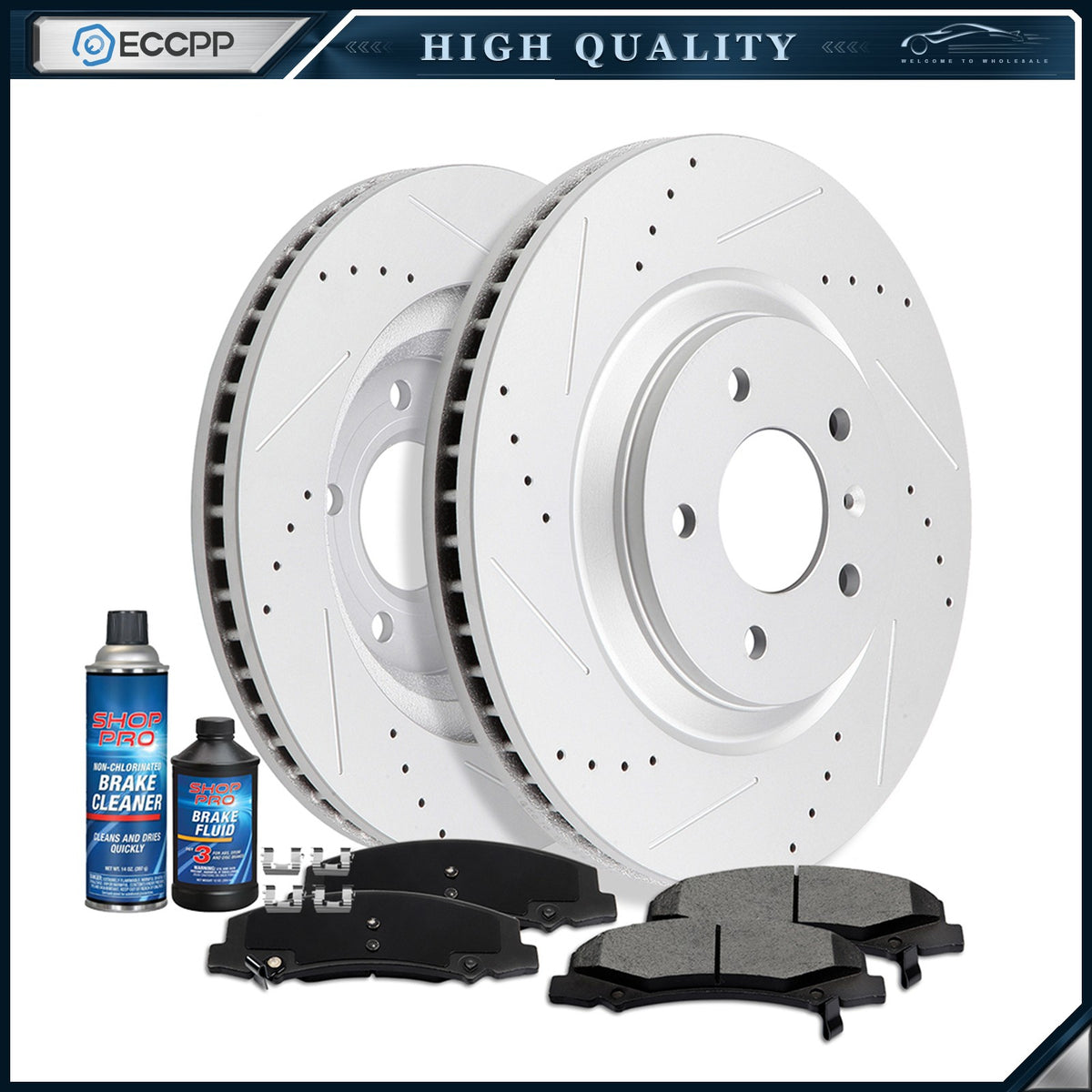 Front Brake Rotors Ceramic Pad For 2008-2009 Buick Allure 2006-2011 Cadillac DTS