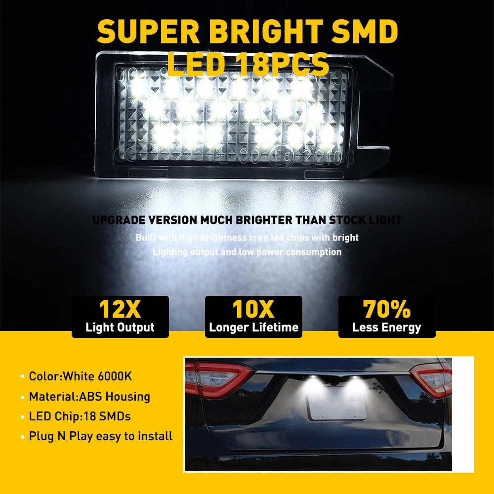 2x Led License Plate Light Rear Bumper Tag Assembly Lamp For 2013-2019 Fiat 500 6B93BC-57