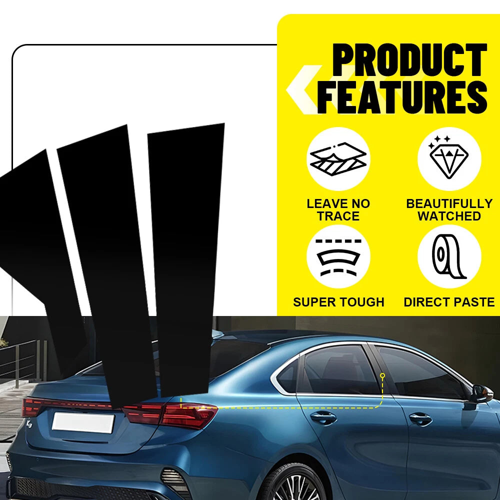 6PC Gloss Black Door Window Pillar Post Cover Trim For Kia Forte Sedan 2019-2023 6B93BC-57
