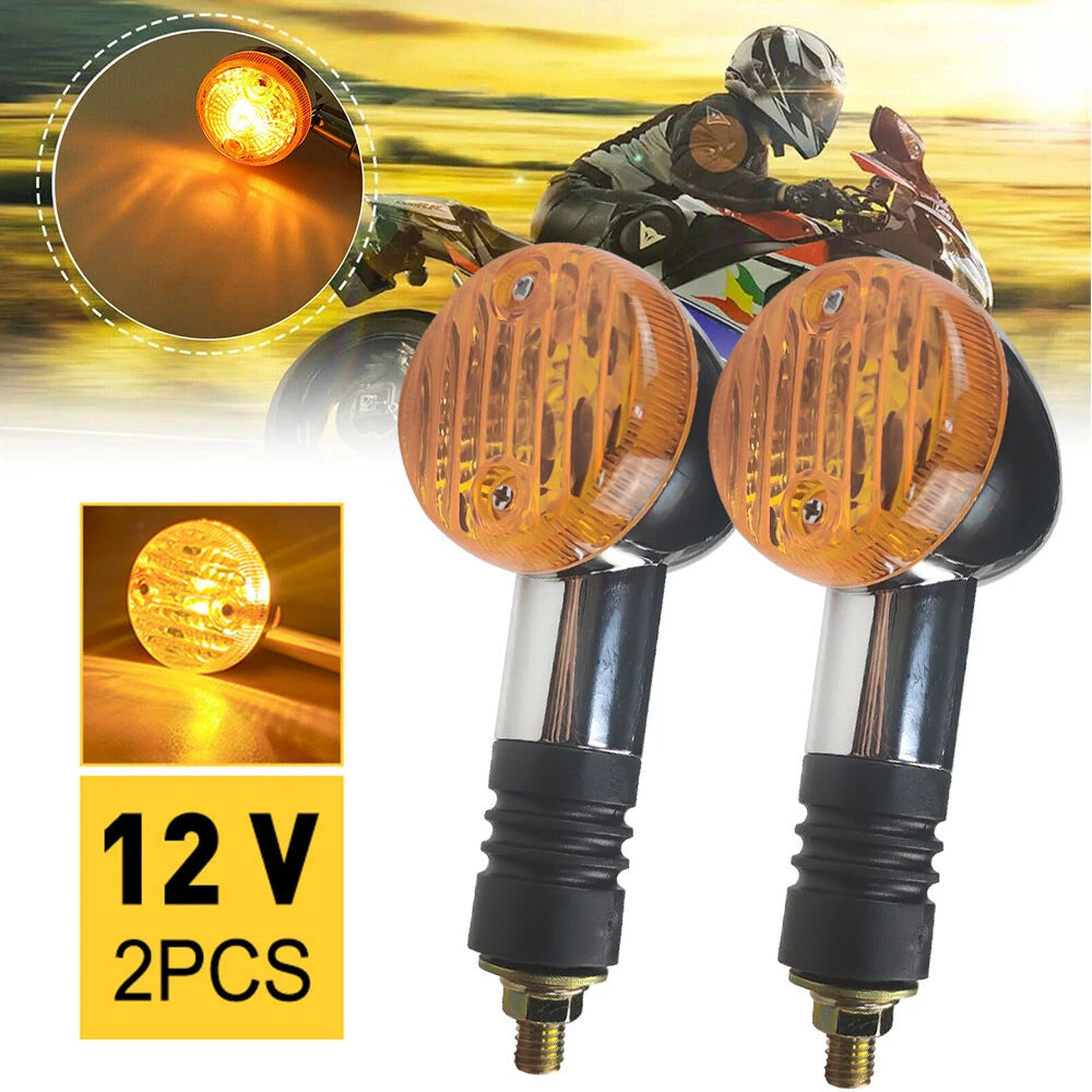 2pcs Chrome Motorcycle Bullet Signals Turn Blinker Light Indicator Lamps Amber 6B93BC-57