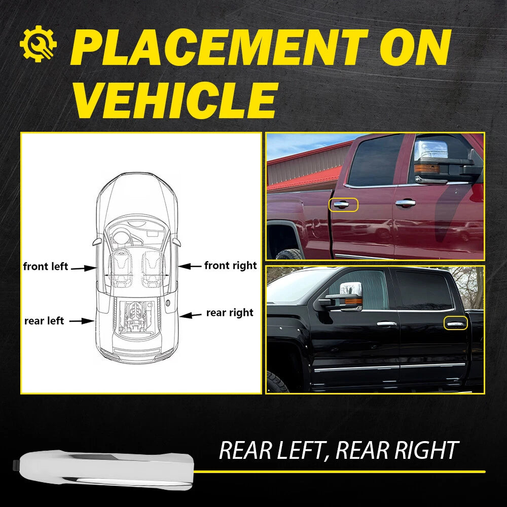 Chrome Rear Passenger/Driver Side Exterior Door Handle For Silverado 1500 14-19 6B93BC-57