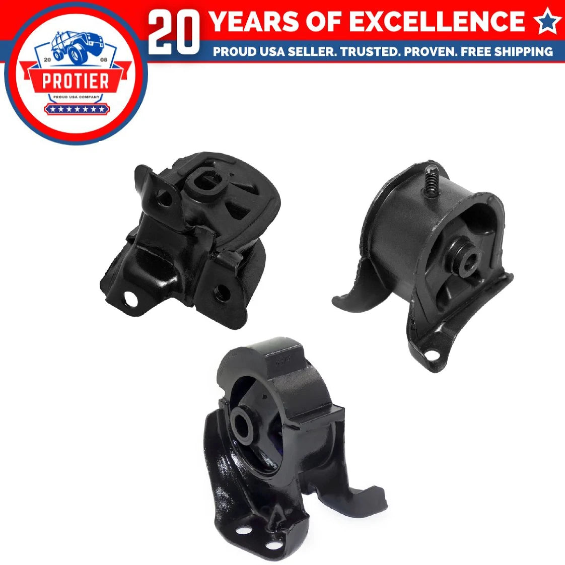 Motor & Trans Mount 3Pcs Set for Manual : 1989 - 1991 Honda Prelude 2.0/2.1L 6B93BC-57