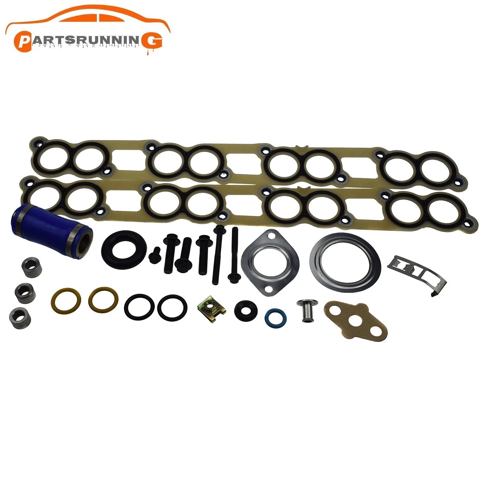 Intake Manifold Gasket Set W/Blue Hose For 2003-10 Ford Powerstroke Diesel 6.0L 6B93BC-57