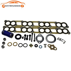 Intake Manifold Gasket Set W/Blue Hose For 2003-10 Ford Powerstroke Diesel 6.0L 6B93BC-57
