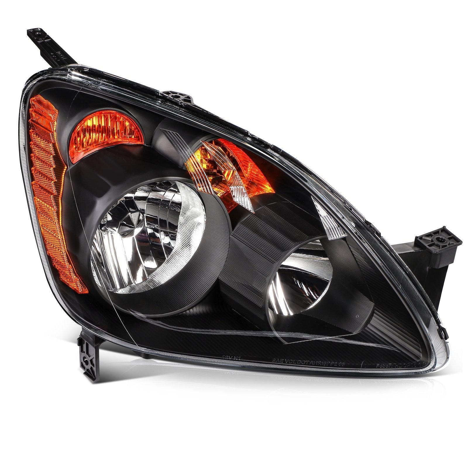 Pair Halogon Headlights Assembly For 2005-2006 Honda CR-V CRV 2.4L Black Amber 6B93BC-57
